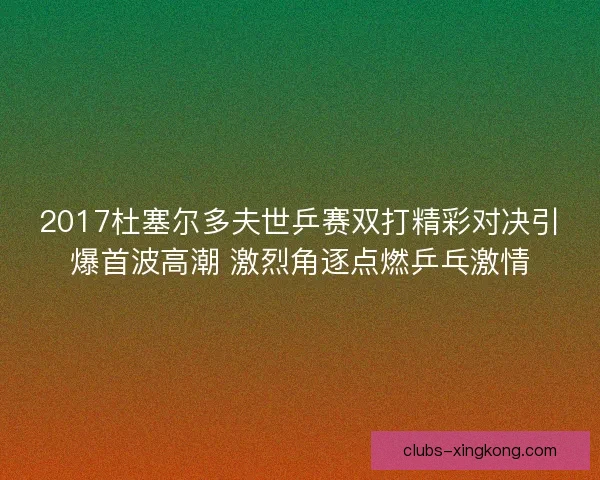 2017杜塞尔多夫世乒赛双打精彩对决引爆首波高潮 激烈角逐点燃乒乓激情